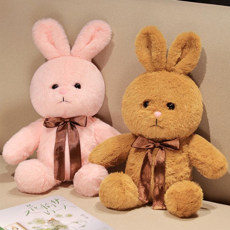 Cute Bunny Plush Doll Bow Tie Ribbon Rabbit Doll