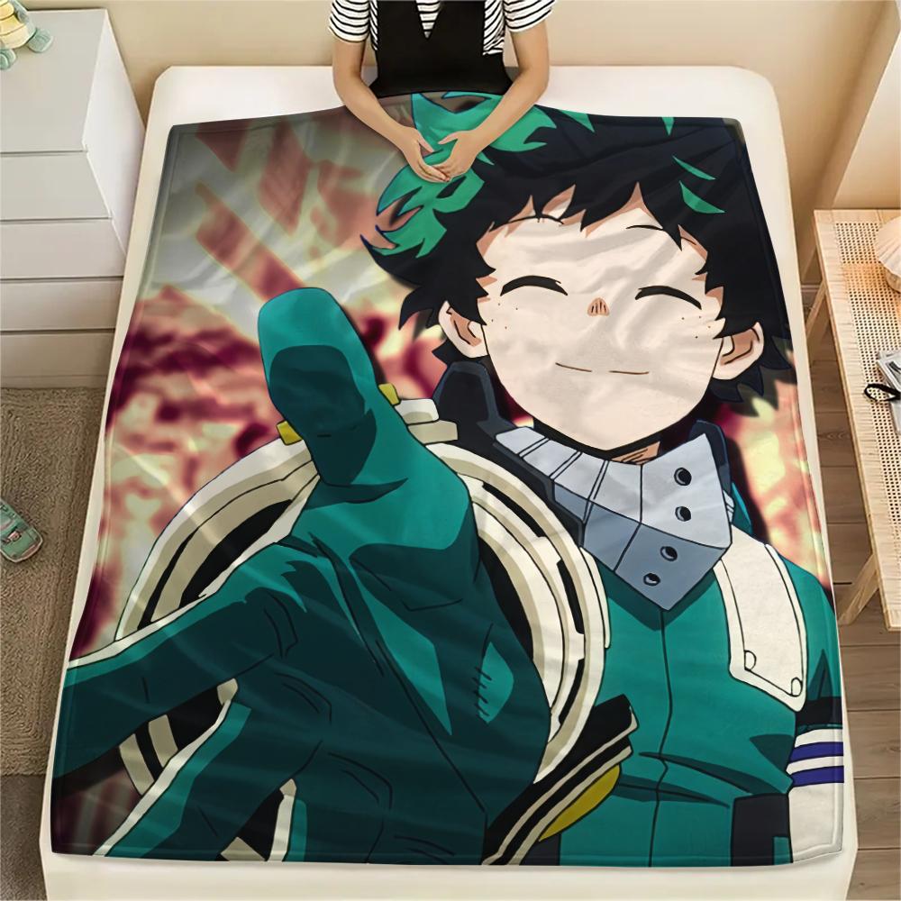 My Hero Academia Izuku Pattern Flannel Blanket, High Quality Comfortable for All Seasons, Home Decor, Warmth and Comfort, Perfect for Gifts.