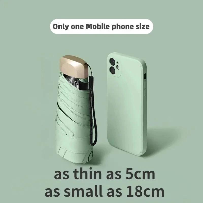 Mini Sun Umbrella Small Pocket Rain Umbrella Vinyl Folding UV Ultraviolet Protection Sun Shade Pocket Parasol Capsule