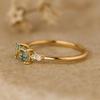 Baguette Aquamarine Ring with CZ Accents – Dainty Gold Plated 925 Sterling Silver Band – Women’s Promise Engagement Ring