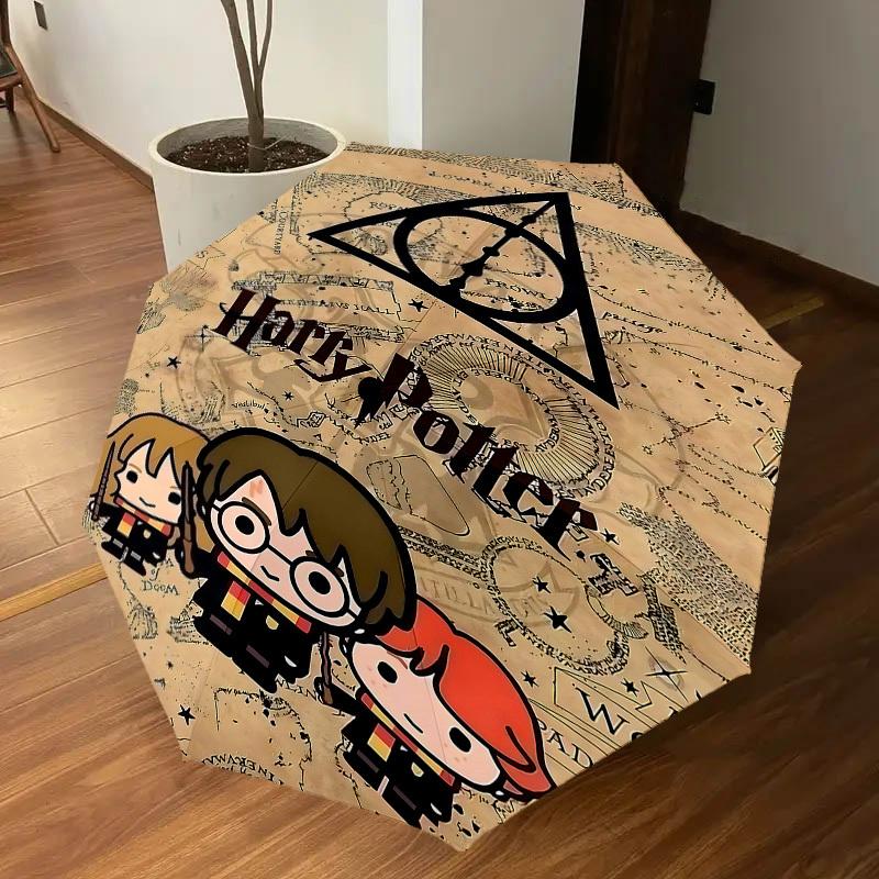 1PC Harry Potter Deathly Hallows Umbrella-8-Rib Reinforced, Automatic Open, Lightweight & Durable, Cute Fashion Accessory for Outdoor, D2684