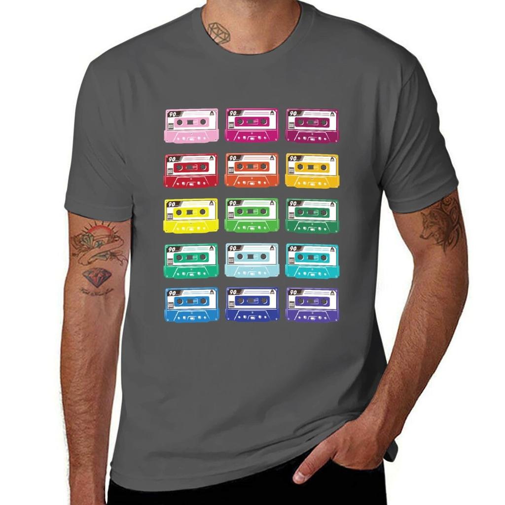Colorful Cassette Tapes s Retro Mix TShirt Plus Size Street Style Tee