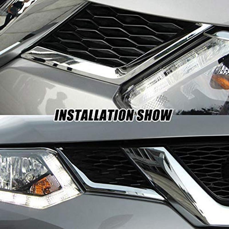 2Pcs Chrome Front Mesh Grille Grill Head Light Cover Trim For Nissan Rogue X-Trail T32 2014 2015 2016