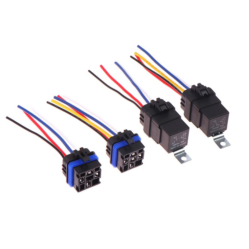 1 Set Car Relay With Socket Dc 12/24V 40A 4/5Pin Amp Waterproof Relay Harness Tinned Copper Wires 5-Pin Spdt For Boat Auto Fan