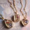 Rectangle Heart-shaped Box Necklace Hollow Design Chain Necklace  Women Accessories