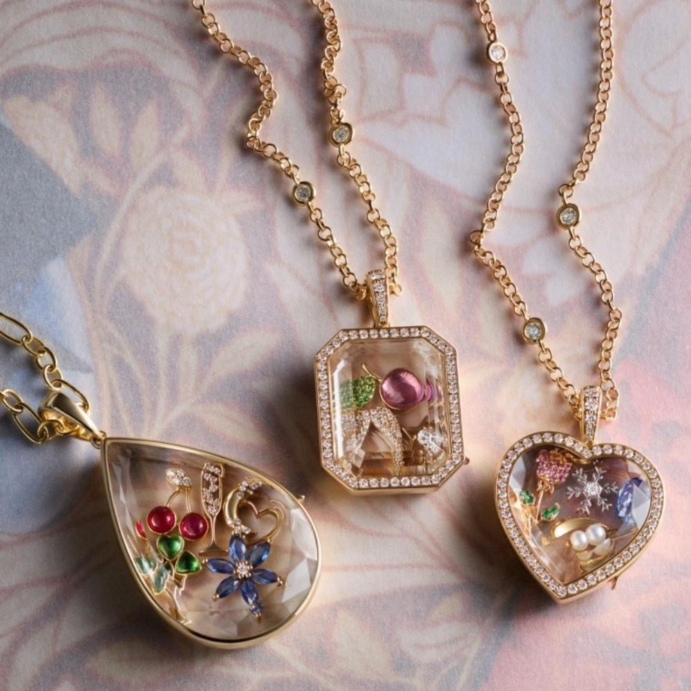 Rectangle Heart-shaped Box Necklace Hollow Design Chain Necklace Women Accessories