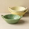 Solid Color Handmade Binaural Bowl Anti-Scalding Hand Japanese Irregular Bowl Ceramic Vegetable Bowl Soup Bowl Salad Bowl Household Tableware