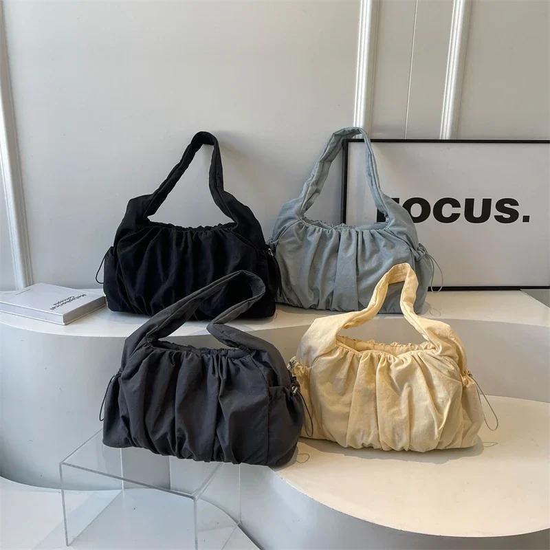 Casual  Shoulder Bag for Women with Zipper Soft Interior Compartment Monochromatic Stitching Line High Quality