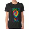 God Is Love Women's Cotton T Shirt, Premium Cotton Print, Durable, Casual Fashion. Rainbow Heart Graphic Tee, Religious Faith, God, Kindness, Peace, L