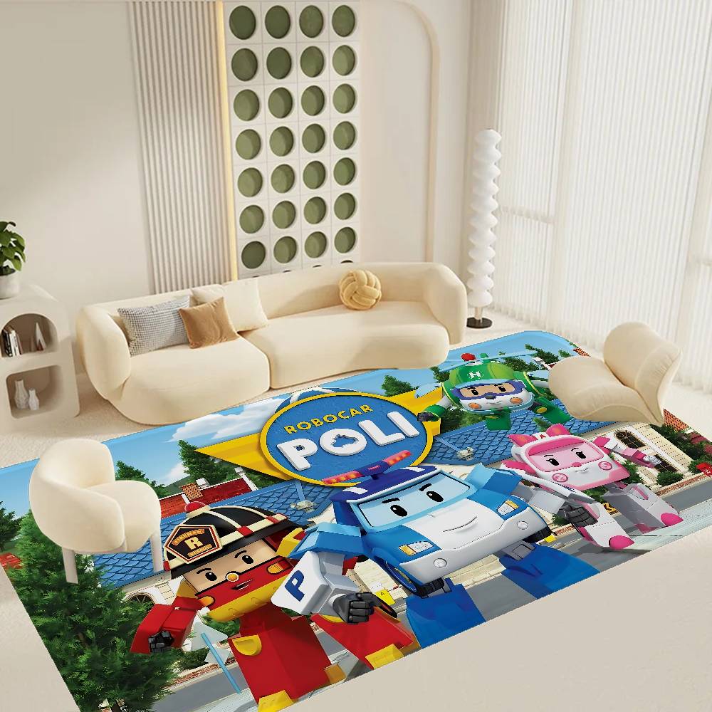 Tappetino per Pavimento Robocar P-Polis Stile INS Morbido Tappeto per Pavimento Camera da Letto Casa Tappetino per Lavanderia Tappeti Domestici Antiscivolo