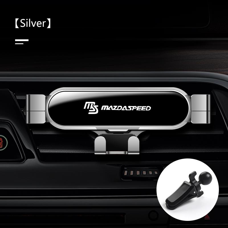 

Car Gravity Cell Phone Holder Accessories For Mazda 6 3 5 2 CX5 CX7 323 Demio Axela Atenza CX9 MX3 MX5 RX8 RX7 MX30 CX30 серебряный