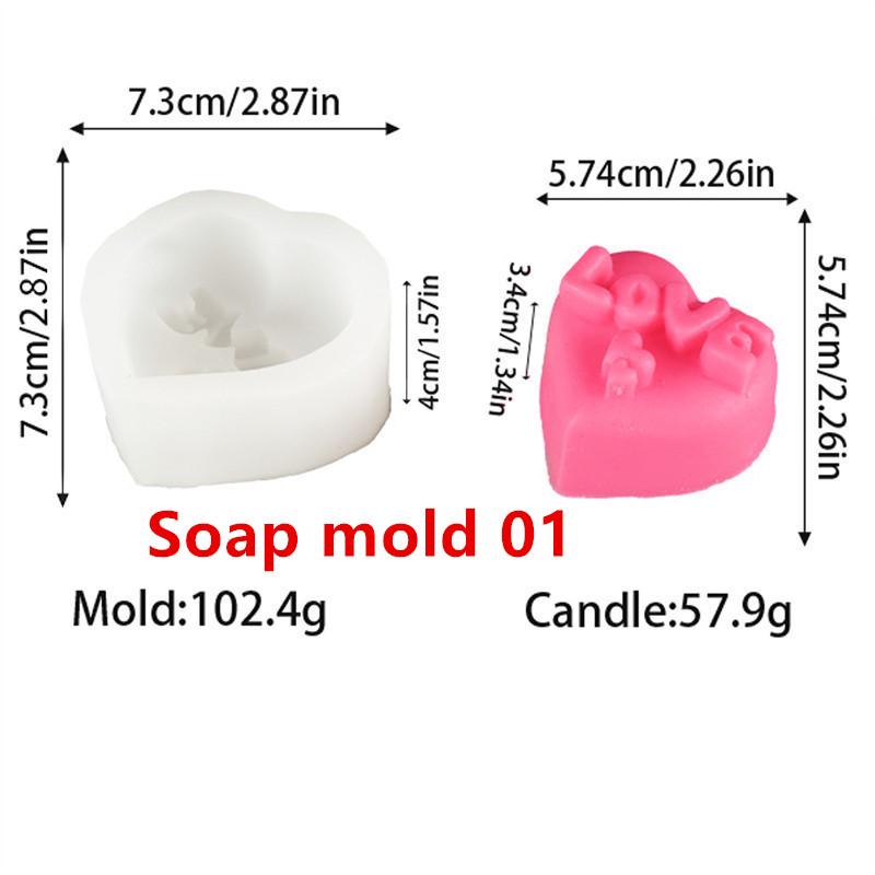 3D Love Rose Silicone Soapr Molds DIY Wedding Valentine's Day Heart Rose I Love U Silicone Soap Candle Mold Craft Art Candle