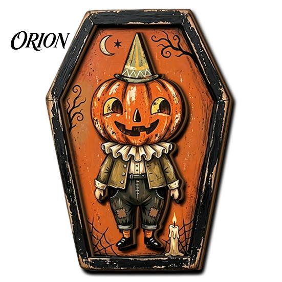 Entrance Door Hanging Signs Vintage Halloween Wooden Decor, Coffin-Shaped Tabletop Ornaments, Freestanding & Decorations for Home Ornament Mantel