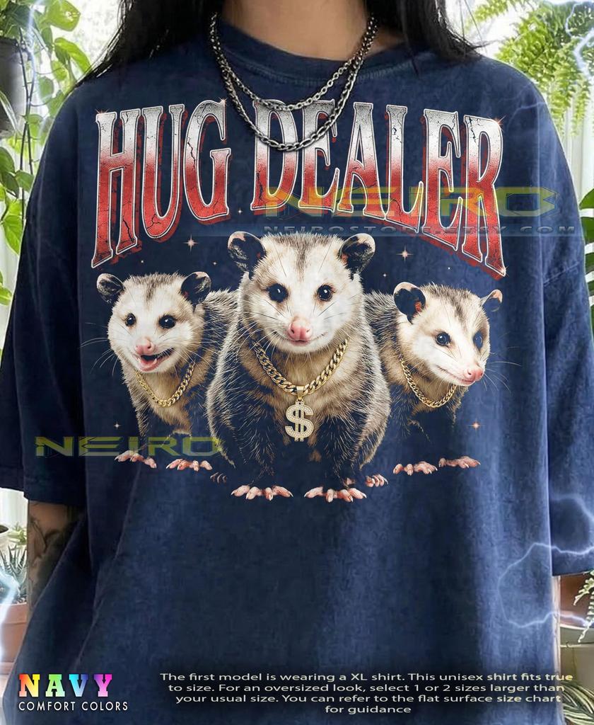 Hug Dealer Comfort Colors® Tshirt, Funny Opossum Gangster Meme Retro Tees, Trash Animal Y2K Streetwear 90S Graphic Humor,