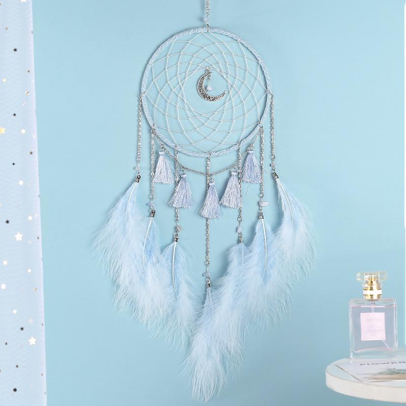 Obří lapač snů Měsíc - Boho větrný zvonkohra do dívčího pokoje, Tkané umění Narozeninový dárek