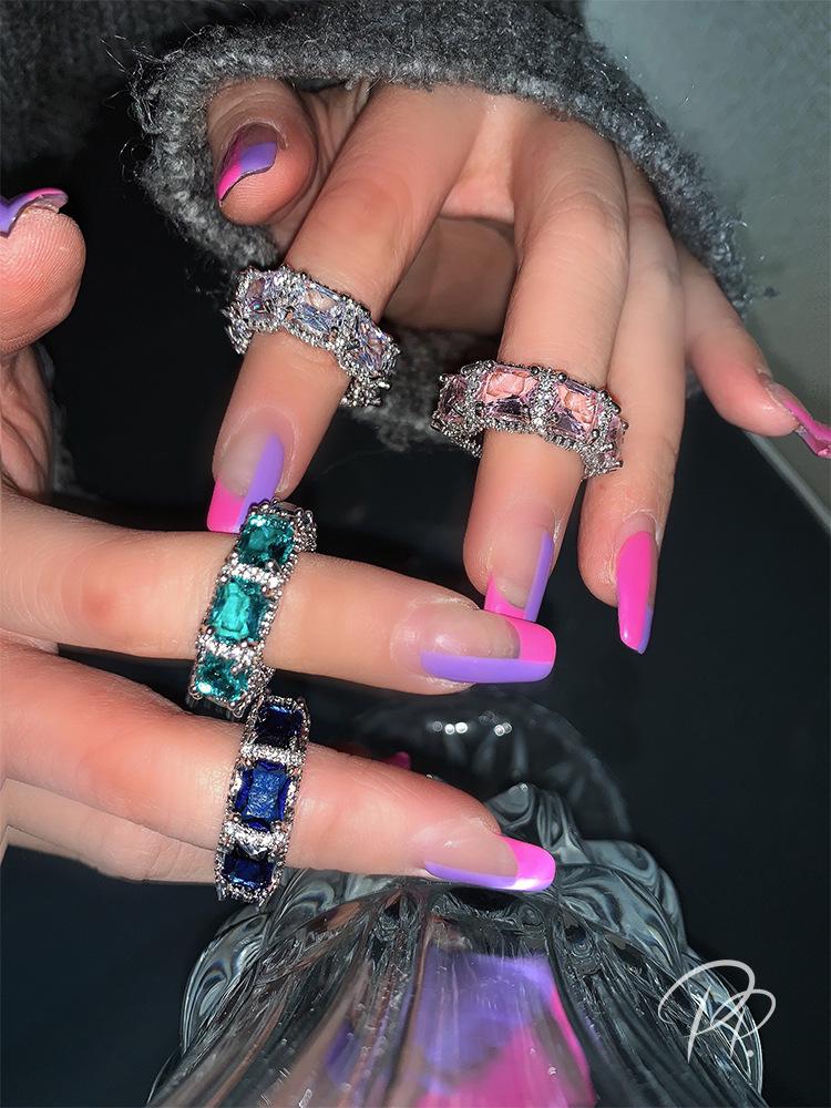 Trendy Fashionable European & American Influencer Gemstone Ring for Women: Colorful, High-End, Niche Design for Index Finger
