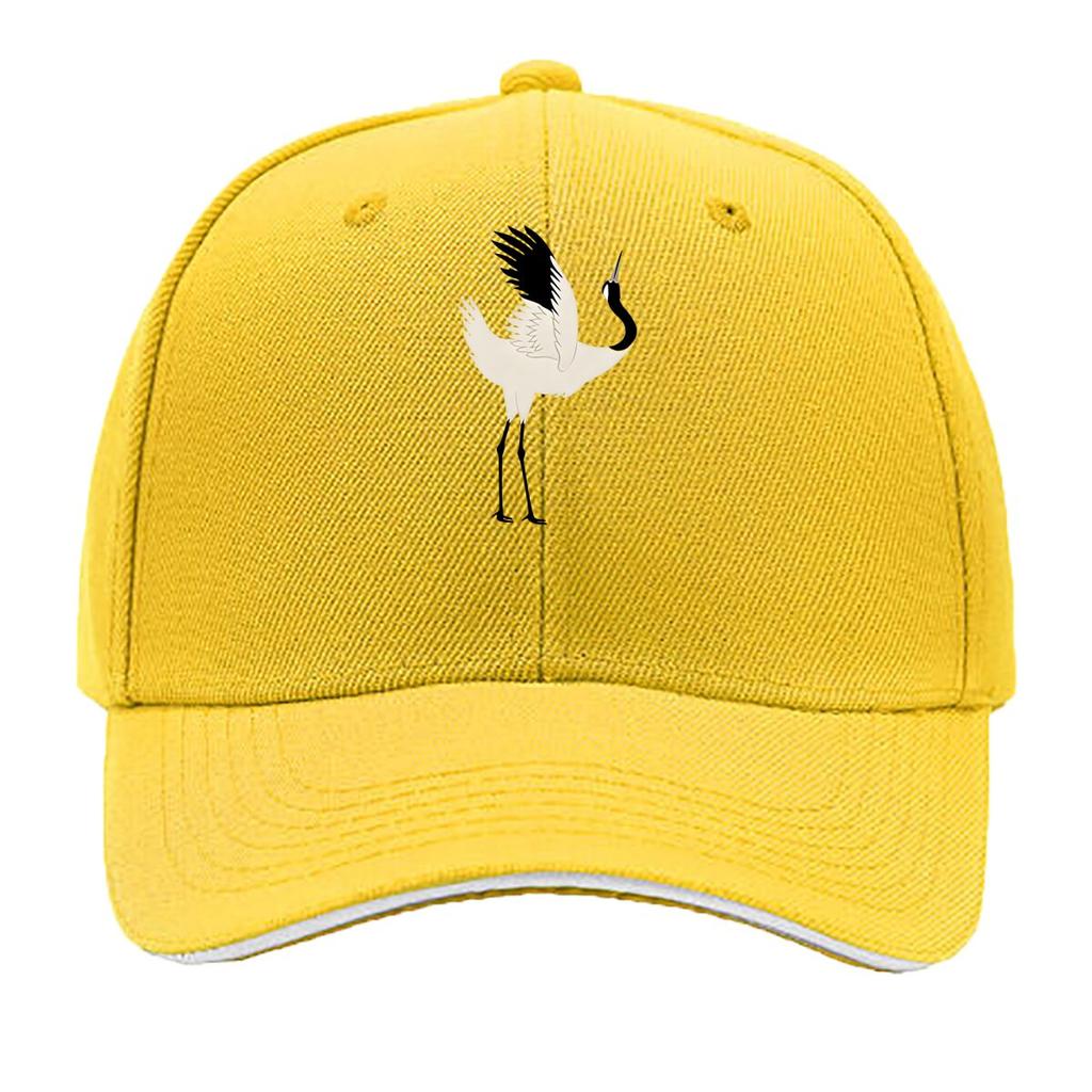 Crane Baseball Cap Adjustable Lightweight Vintage Hat Animal Theme Hand Washable Buckle Closure Sandwich Baseball Cap