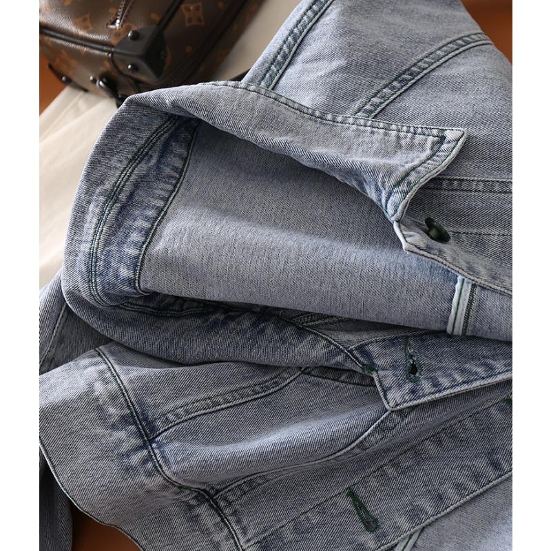 Women's Spring and Autumn Denim Jacket Is Versatile and Trendy and Fashionable Patchwork Plaid Jacket Top