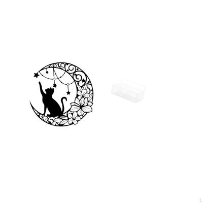 Moonlit Cat Sculpture Basket Wall Art Organizer for Kitchen Bathroom Living Room Shelves Black Lover