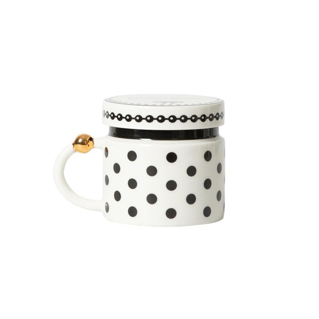 Black And  Polka Dot  Style Covered Ceramic Mugs, Water Cups, Coffee Cups, Breakfast Cups, Light Luxury Gift Creative Tea Cups