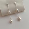 14K Gold Plated Brass Baroque Freshwater Pearl Long Chain Tassel Dangle Earrings For Women