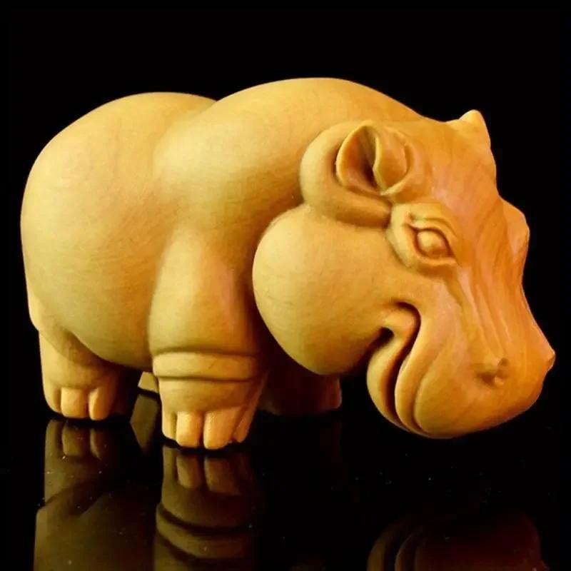 Home Decoration Accessories Supplies Sculptures and Figurines Cute Wood Carving Animals Statue Ornaments Desk Accessories
