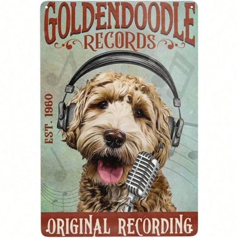 Metal Wall Art Goldendoodle Dog Retro Poster for Bar