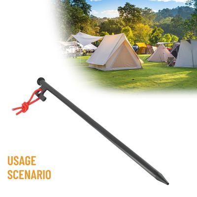 Solid Steel Ground Nail Pegs with Rope for Hard or Stony Ground- 20/25/30/40cm
