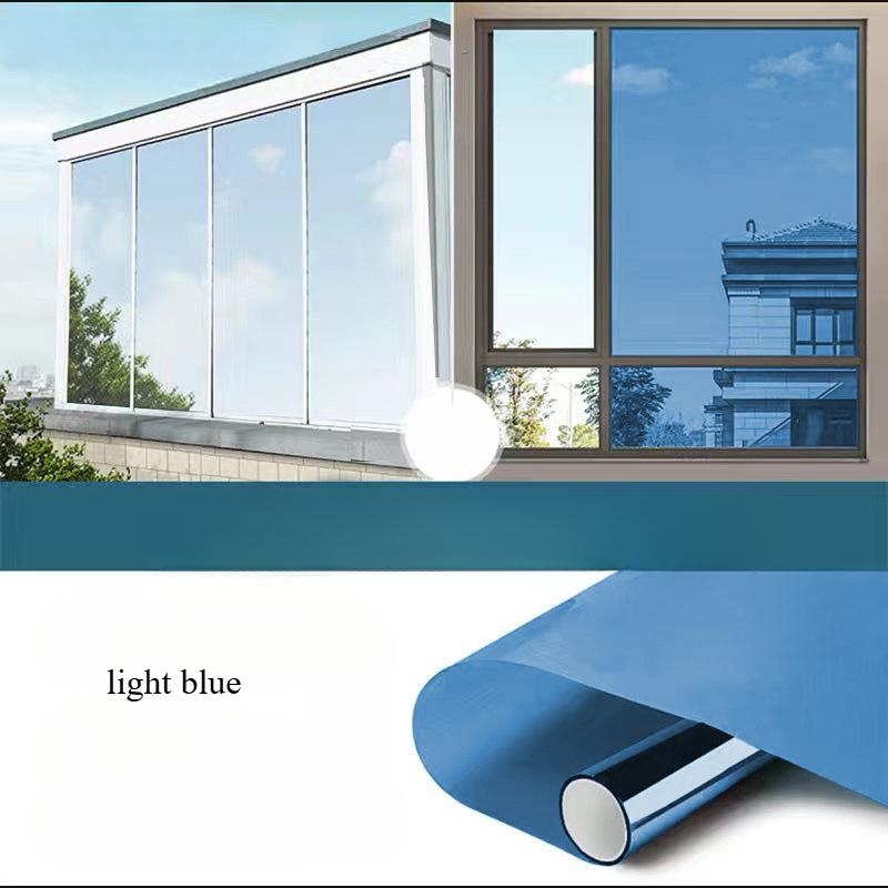 

Светоотражающая односторонняя зеркальная оконная пленка - 50см X 2м, Легкое самоклеящееся нанесение 50cm*1m светло-синий