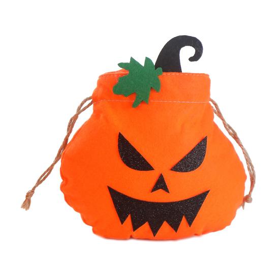 Reusable Halloween Bag Drawstring Pumpkin for Kids, Trick or Treat Candy Bag, Spooky Sack Non Woven Fabric Goodie Party Favors Favor