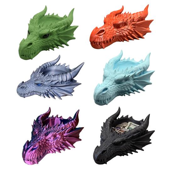 Drakhuvud Nyckelfat 3D-printat Draknyckelfat Fantasy Förvaringsfat Entré Skrivbordsorganisatör för Nycklar Mynt Smycken