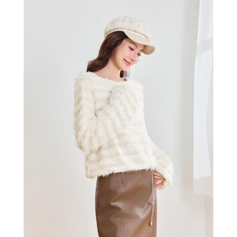 IEF Women's Sequin Knitted Long Sleeve Top