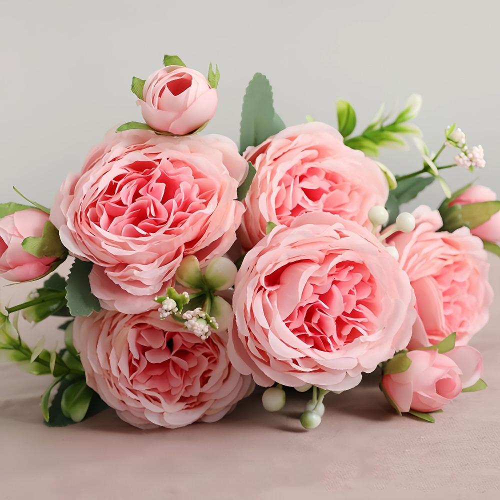 5 Heads Real Happy Flower Mini 7 Colors Natural Simulated Rose Photography Photo Gift Rose Flowers Decorative Home Decorative