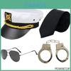 Stijlvol piloten- en stewardessenkostuum met baret, sjaal, handschoenen, zonnebril en badge.
