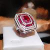 copper New Lady Magenta Wine Stained Rose Big Carat Zircon Ring Female Damascus Rose Diamond Ring Party Birthday Gift
