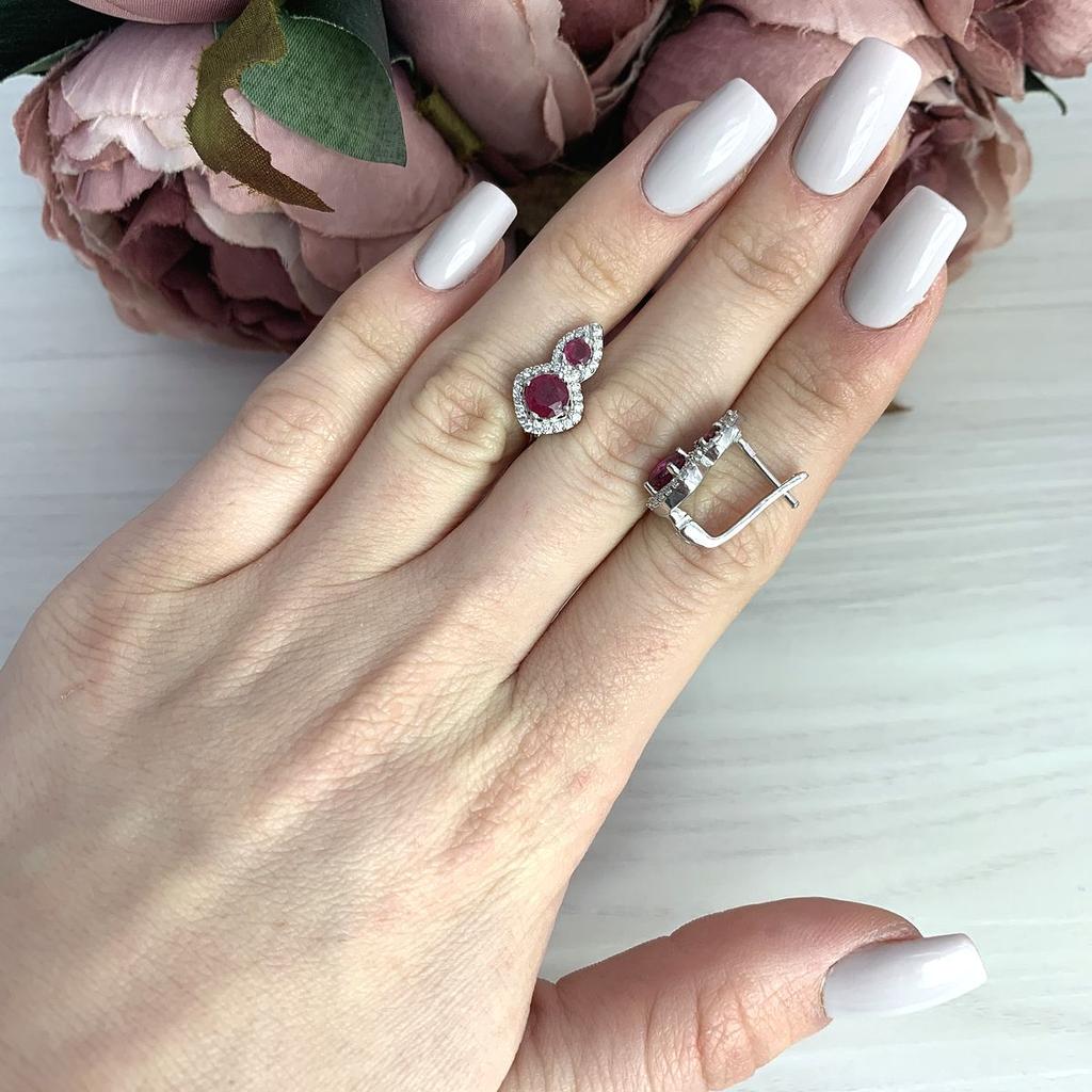 Серебряные серьги с натуральным рубином 2.437ct (2073598)