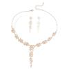 2025 Rhinestone Wheat Ear Necklace & Earrings Bridal Wedding Jewelry Set