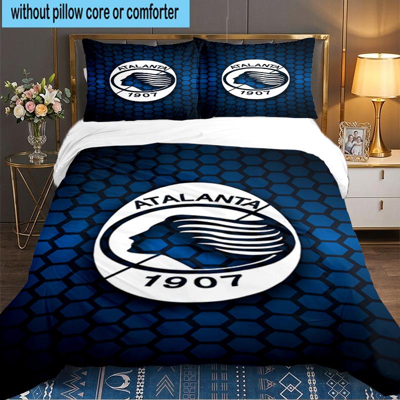 Set de așternut Atlanta Football Club 3 bucăți, Ideal pentru 1 husă de pilotă și 2 fețe de pernă, Perfect pentru cadou pentru fani, Ideal pentru dormitor, Cămin