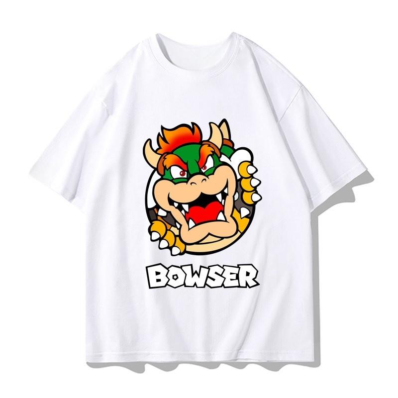 Super Mario Bowser T-shirt Men and Women Summer Cotton Y2K Clothing Fashion Breathable Anime Fans Short Sleeve Tops Streetwear