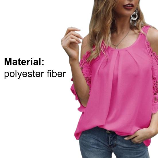 T-shirt spetsar med ihålig ärm, enfärgad off Shoulder-blus för kvinnor för dagligt bruk