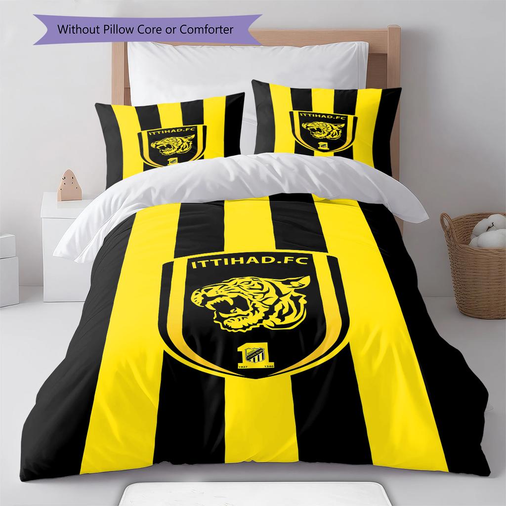 Al-Ittihad Club Pattern Bedding,Quilt Set Quilt Cover Pillowcase Home Birthday Gift (1 * duvet cover + 2 * pillowcase, without core)