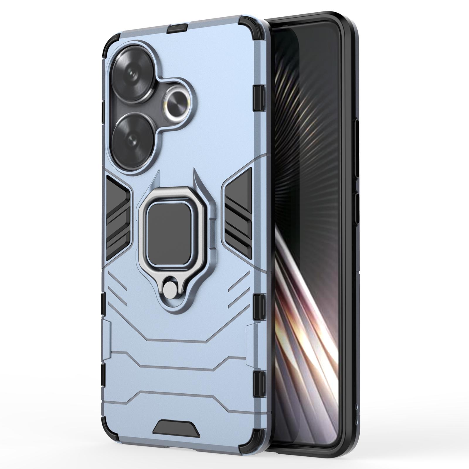 

For Xiaomi Redmi Turbo 3 5G/Poco F6 5G Case Ring Holder Kickstand PC+TPU Phone Cover Blue