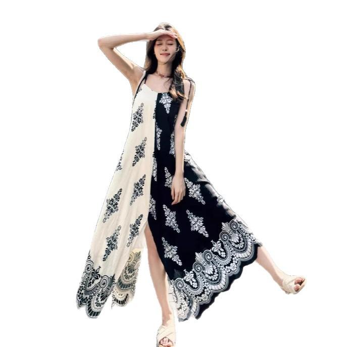 European and American Women's Summer Temperament Elegant Sleeveless Printed Bohemian Dress