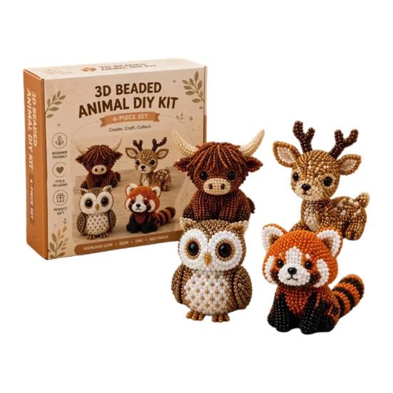 Kit Animal cu Mărgele 3D, Kit Broderie cu Mărgele DIY pentru Începători, Meșteșug Animal cu Mărgele Handmade Vaca de Munte/Fluture/Bufniță pentru Adulți, Adolescenți