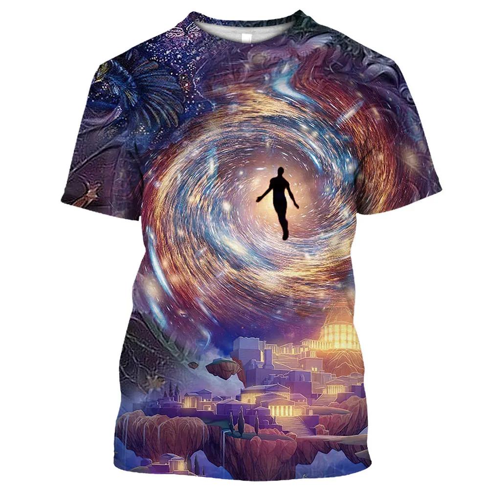 

Летняя футболка с художественным принтом 3D, быстросохнущая, крутая, из полиэстера, повседневная, унисекс, с круглым вырезом, большой топ с короткими рукавами XS