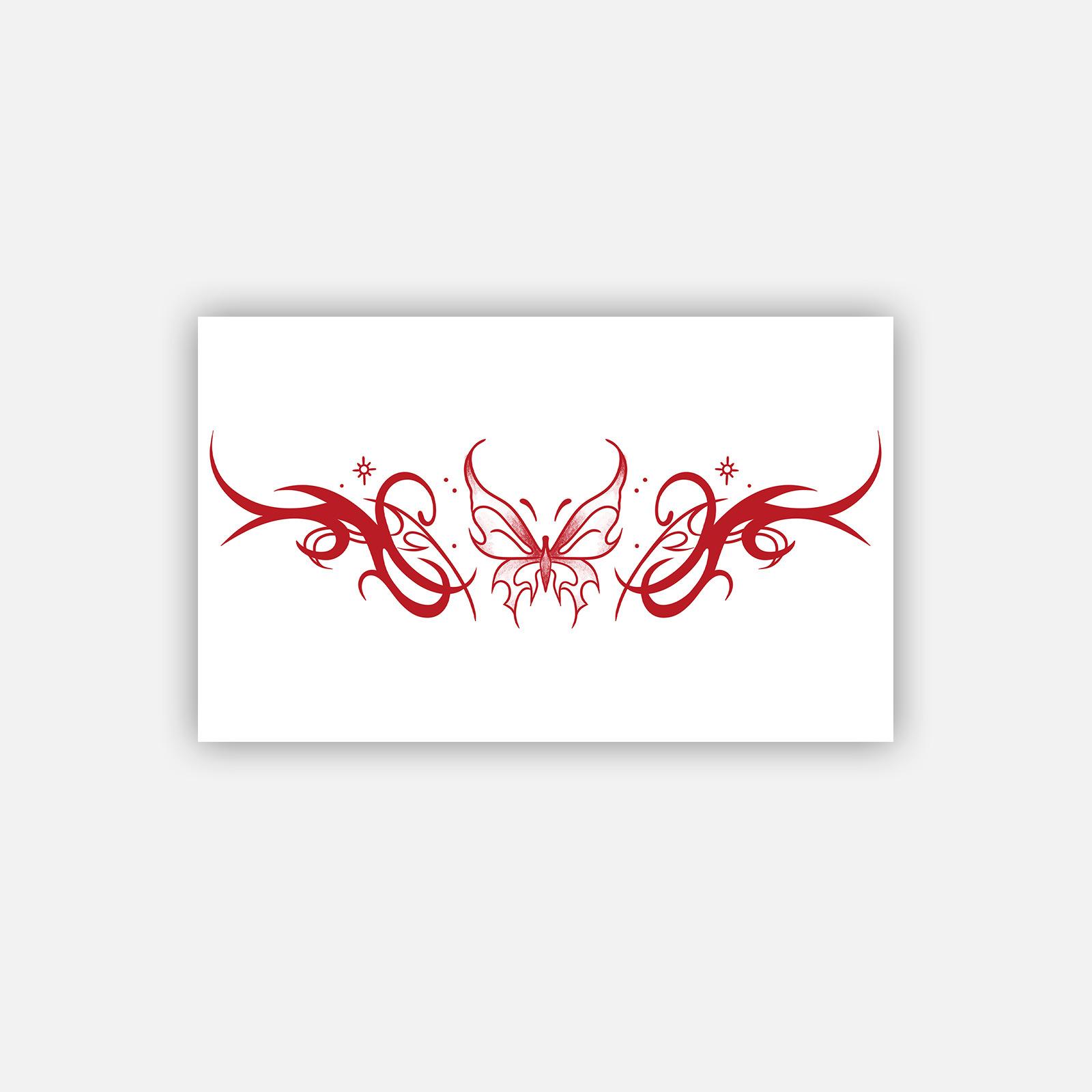 

Red Thorn Butterfly Tattoo Sticker, Waterproof And Long-Lasting, Women S Waist And Abdomen Sweet And Cool Simulation Tattoo 11*18