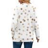 Women's Fashionable Oversized V-Neck T-Shirt With Polka Dot Print Long-Sleeved Pullover Top