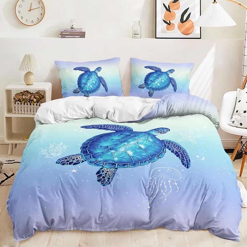 3D Turtle Pattern Duvet Cover Pillowcase Marine Animal Themed Bedding Set King Size Bed Twin Bed Full Double Bed Bedroom Decoration