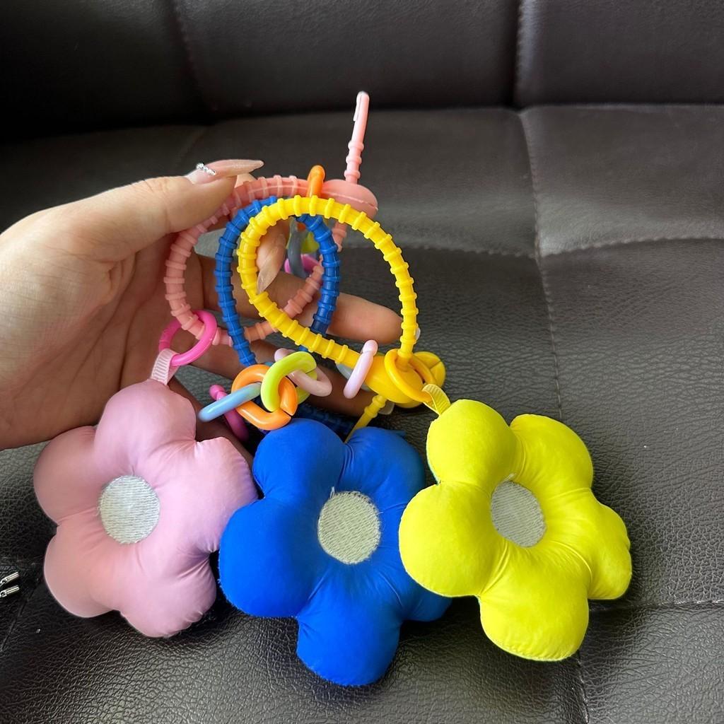 Colorful Flower Rubber Keychain Plush Toy Ins Style Trendy Key Holder Bag Charm