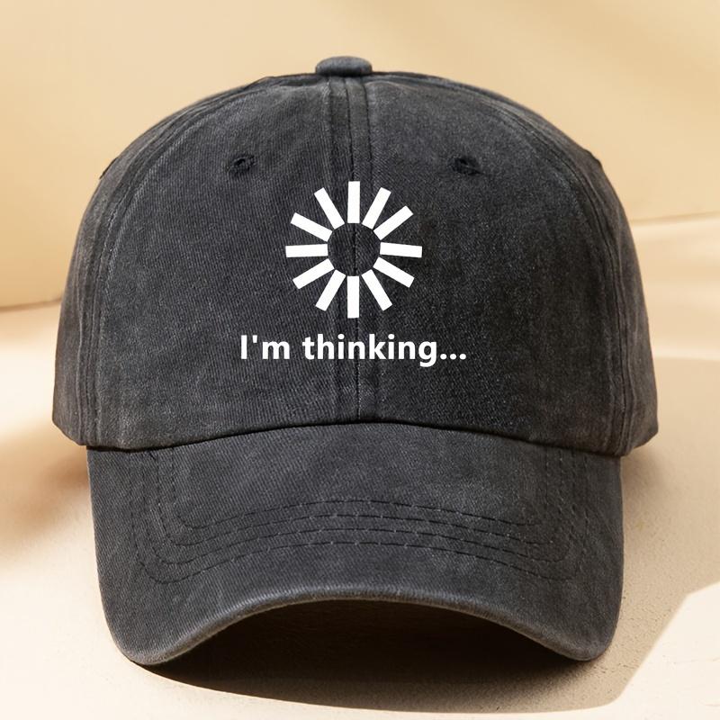 I m Thinking Printed Washed Old Baseball Cap Women s Solid Color Peaked Cap Outdoor Leisure Adjustable Sun Hat чёрный